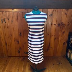 NEW w/Tags Banana Republic Red, White & Blue striped Fitted Knit Midi Dress-Sz 2